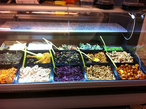 A selection of salads at Tria Deli in Copenhagen