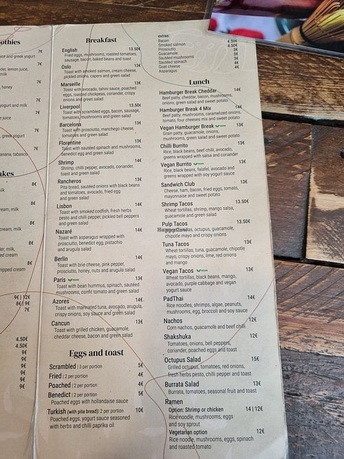 Menu at Break Brunch Lisbon in Lisbon
