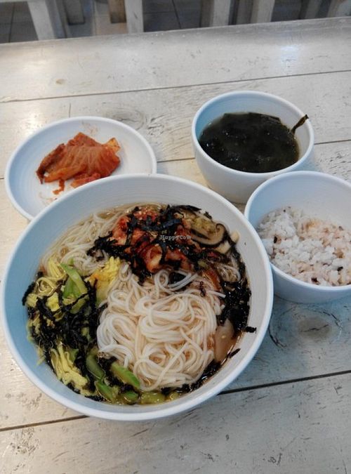 Janchi Guksu. Noodles in warm broth. Very good.  at Jogyesa Kitchen - 조계사 승소 in Seoul