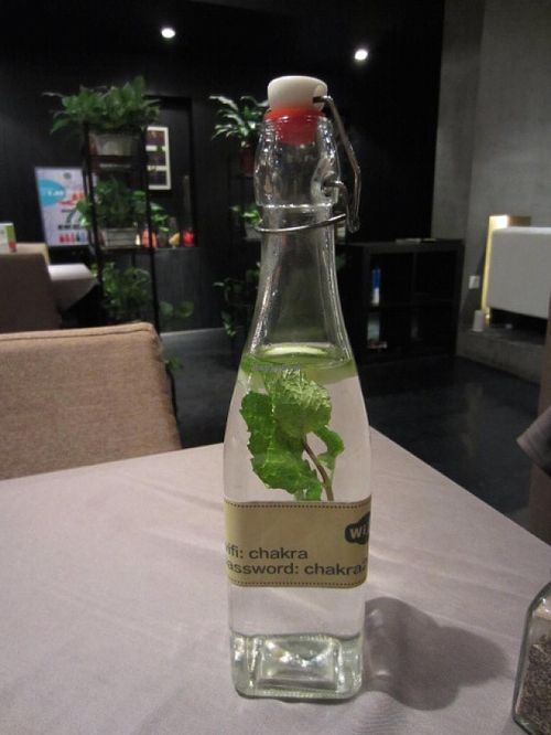 water at Chakra Vege Cafe in Shanghai