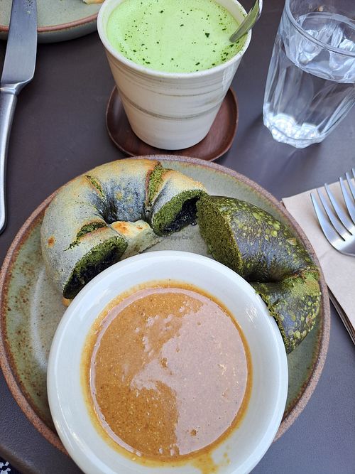 Black sesame and matcha bagels at Nagare Bankside in South East London