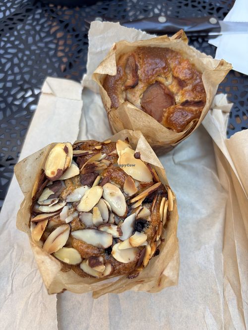 Vegan almond blueberry muffin and vegan apple pie muffin   at Konditori in Brooklyn
