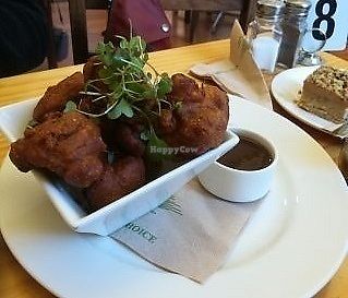 cauliflower in batter with dipping sauce $9 at Cafe Royale in Palmerston North