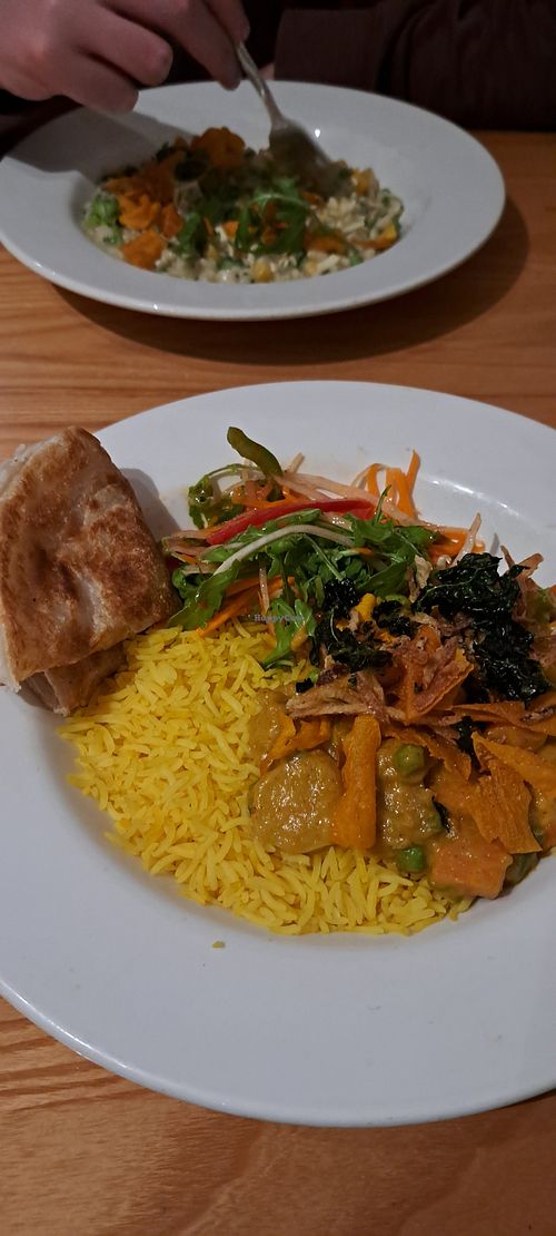 Curry & rice & naan at Red Onion in Glasgow