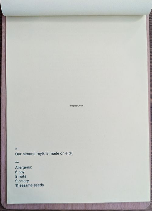 Menu page at MyRaw Cafe at MyRaw Cafe in Prague