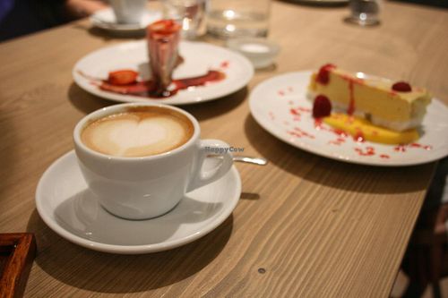 Capuccino with homemade cashew milk at MyRaw Cafe in Prague