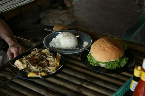 Tofu with sprouds and tofu burger. at Peace Paradise Restaurant in Koh Jum