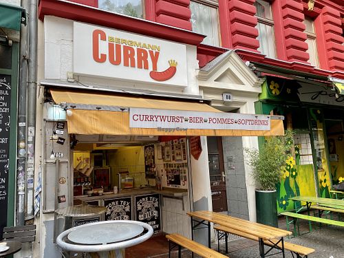 outside at Bergmann Curry in Berlin