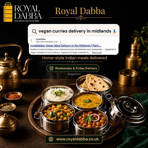 Vegan and vegetarian curries delivered in Midlands at Royal Dabba in Rugby