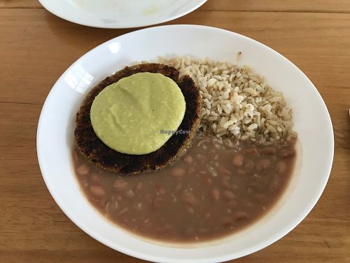 Cauliflower burger with rice and beans at Barao Natural - Baraozinho in Sao Paulo