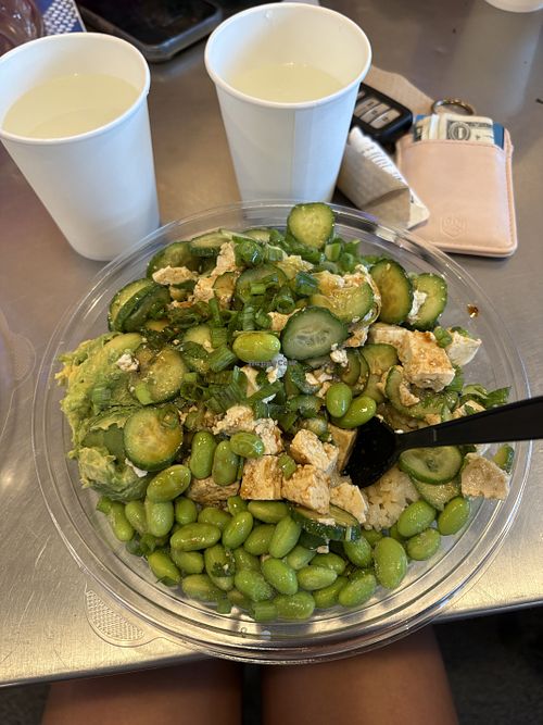 Rice bowl with toppings   at Poke Dot in Claremont