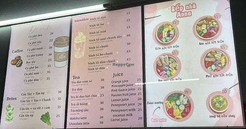 Menu on display   at Bếp nhà Anna in Da Nang