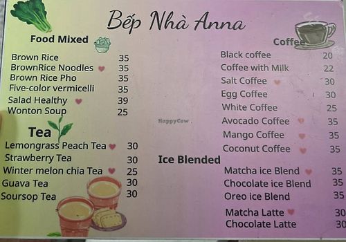 Menu   at Bếp nhà Anna in Da Nang