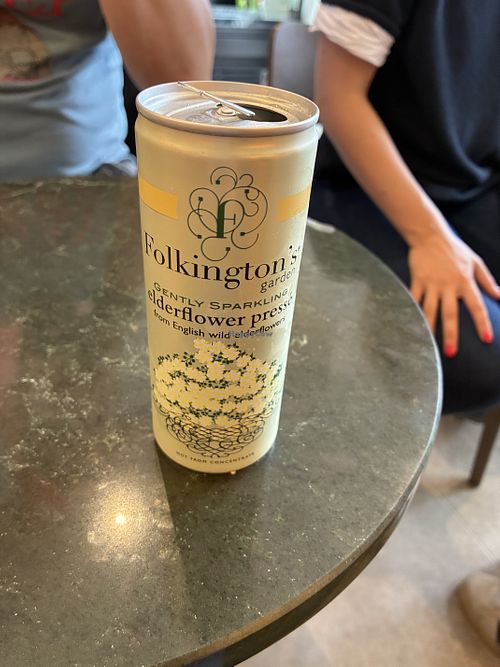 Delicious lightly sparkling elderflower drink  at Cove Coffee in Wareham