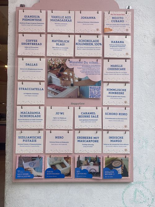 Ice cream menu summer 2026  at vanille & marille in Berlin