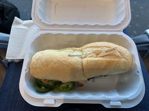 Vegan bahn mi sandwich from grab and go area at DEN - Root Down - TC in Denver