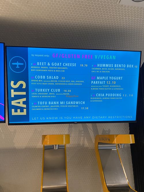 Digital Menu of Items with Water Refill Stations  at DEN - Root Down - TC in Denver