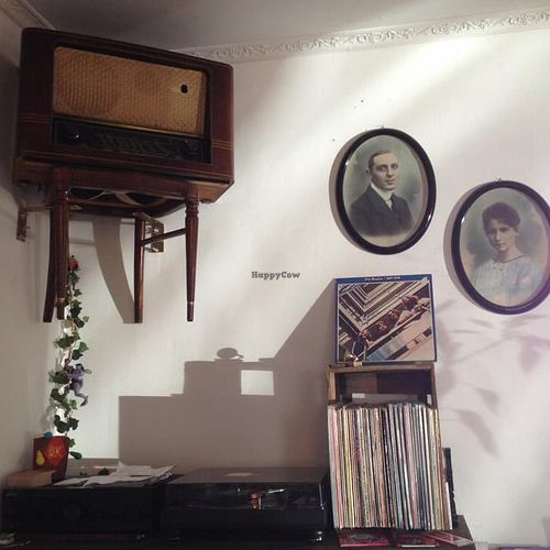 Real record player for the background music.  at Kruemelkueche in Duisburg