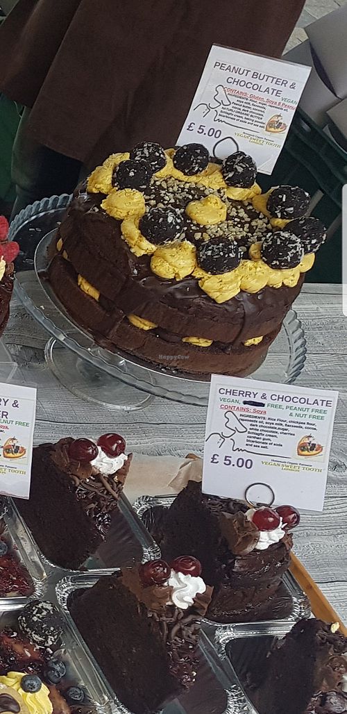 Peanut butter and chocolate cake and cherry and chocolate cake at Vegan Sweet Tooth in London