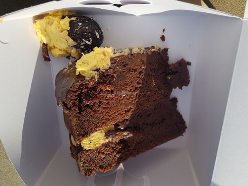 Peanut butter and chocolate cake slice at Vegan Sweet Tooth in London