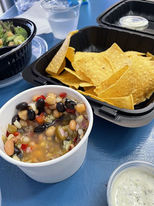 Carolina Caviar with house-made tortilla chips  at Black Flag Galley in Kitty Hawk