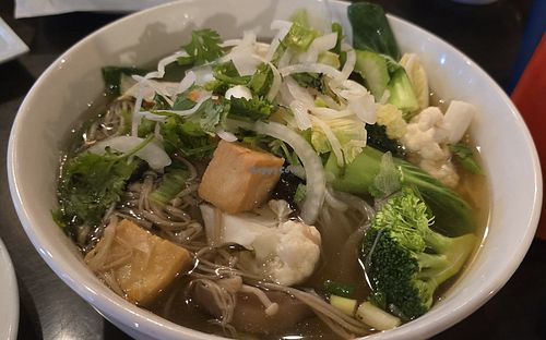 Vegan Vegetable tofu Pho in mushroom broth at Pho Ninh Kieu in Parsippany