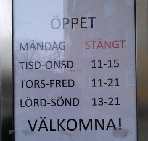 Opening hours at Vegegården in Malmo