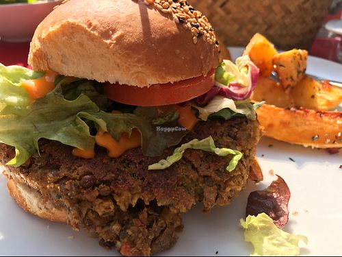 lentil burger at Eugens Bio Cafe Restaurant in Konstanz