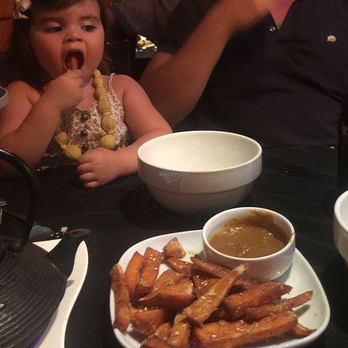 we loved the sweet potato tempura made without honey in the aioli  at VietRiver Restaurant in Titusville