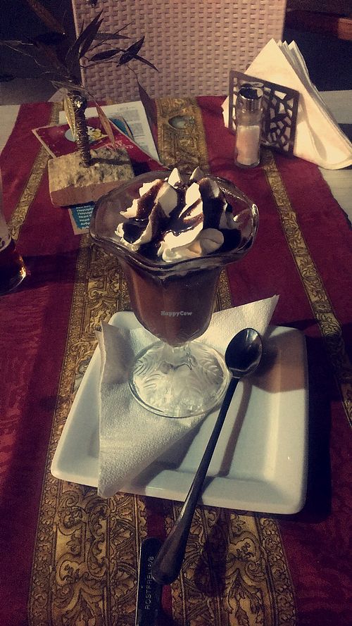 Vegan chocolate mousse (made with avocado!) at Gran Aladino in Corfu