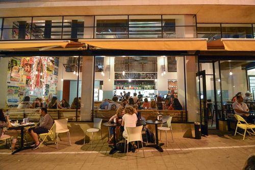 Exterior looking in at Taqueria in Tel Aviv