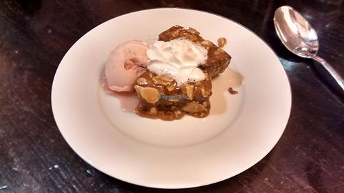 Pain perdu with strawberry sorbet at Brasserie LoLa in Paris