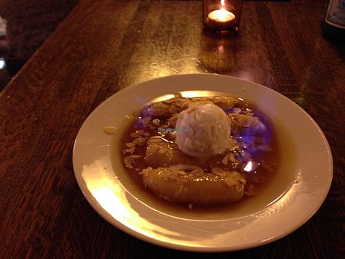 banana flambé  at Brasserie LoLa in Paris