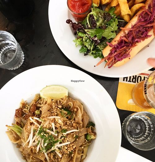 Pad thai and hot dog! at Brasserie LoLa in Paris