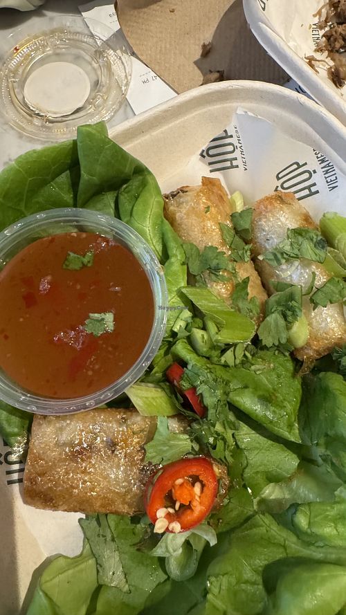 vegan springrolls  at Hop Vietnamese - Tottenham Court Road in London
