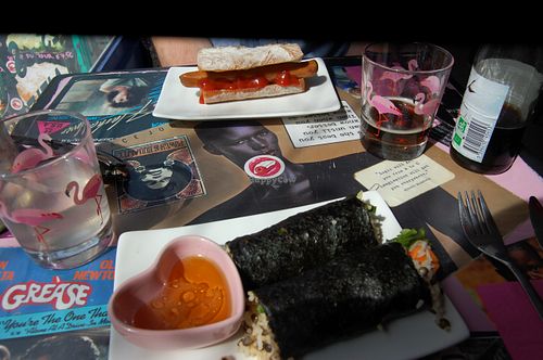 Hot dog and Sushi Burrito at My Kitch'n in Paris
