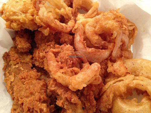 chikn fingers and onion rings  at Go Vegan Grill in Decatur