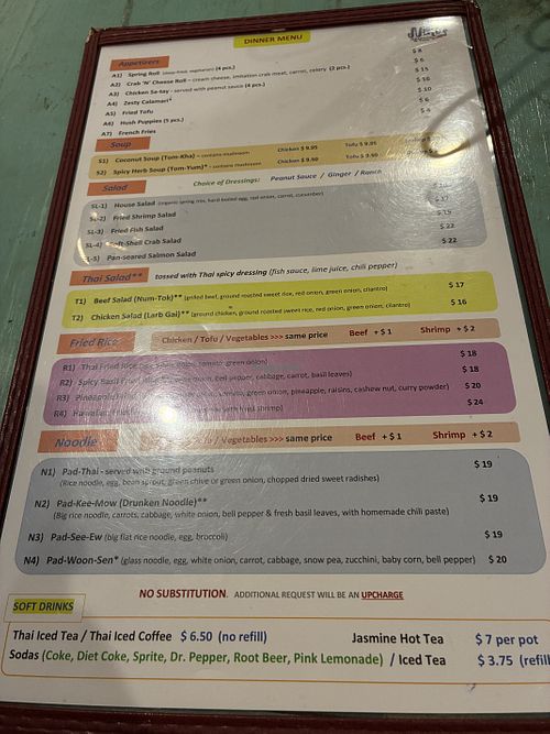 Menu   at Niki's Seafood & Thai in Orange Beach