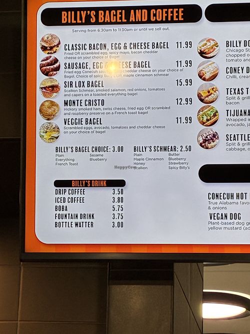Menu   at Billy's Gourmet Hot Dogs in Gulf Shores