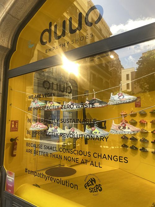Signage of Shoes in Barcelona in El Born Barrio  at Duuo Empathy Shoes in Catalunya