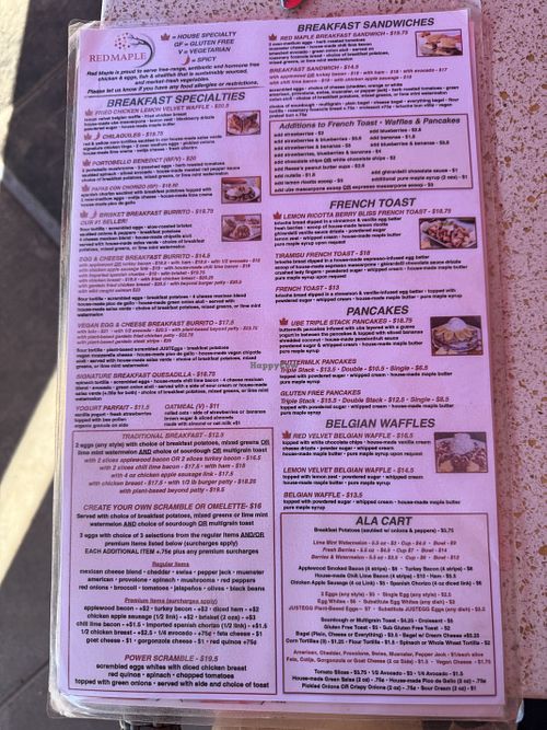Menu pg 1  at Red Maple Cafe in Toluca Lake