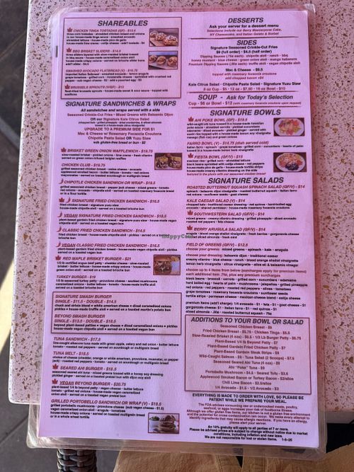 Menu pg 2  at Red Maple Cafe in Toluca Lake