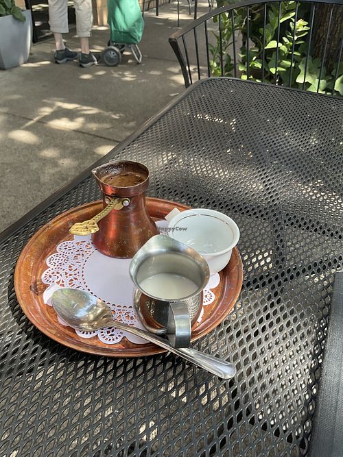 Turkish coffee with almond milk  at Marino Adriatic Cafe in Portland