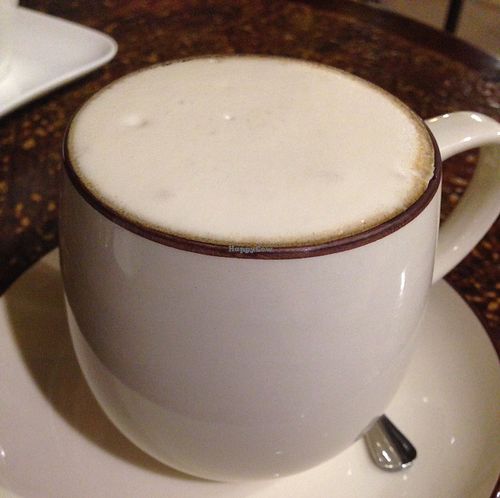 hazelnut soy latte at Veganday Cafe in Taichung