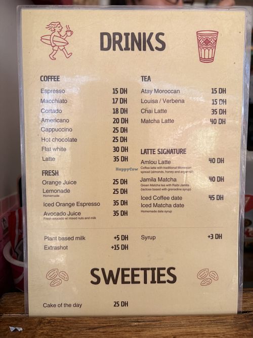 Menu  at Layers Coffee Shop in Agadir