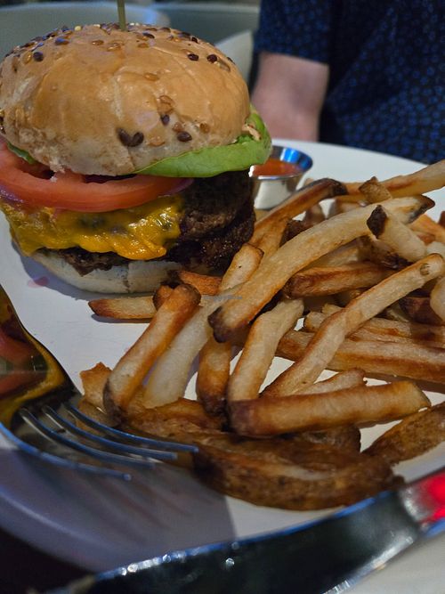 Vegan double burger at True Food Kitchen in Boulder