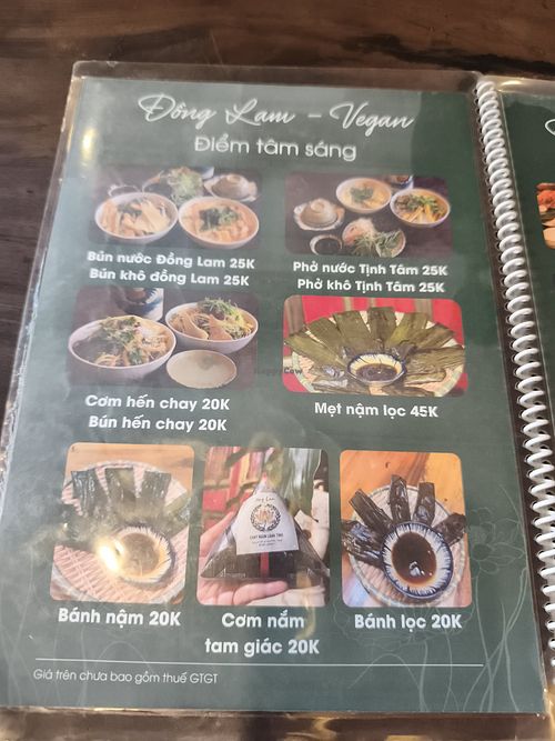 Menù at Đông Lam Vegan in Hue