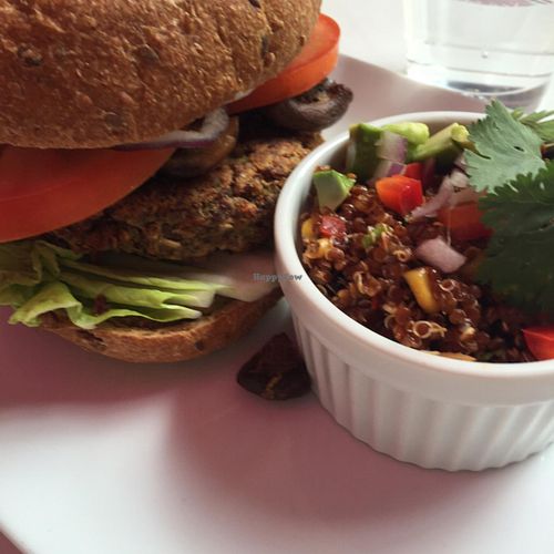 delicious build your own burger! at SOL CAL Cafe in San Diego