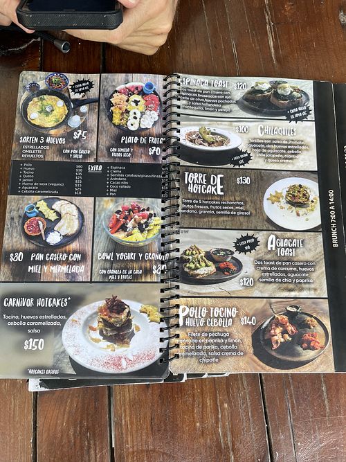 Scarce vegan options on the brunch menu until 2pm. Had smoothie or açai bowls on another page  at Terraza del Arquitecto in Mazunte
