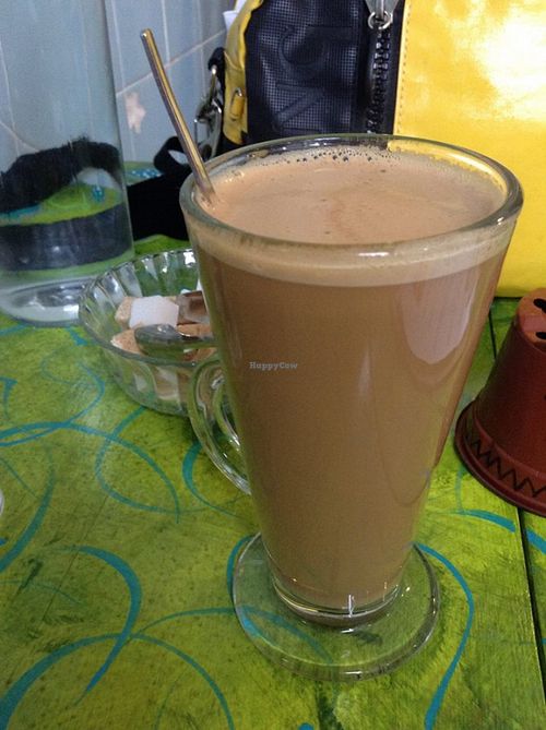 Soya latte.  at Mudlarks Garden Cafe in Hertford